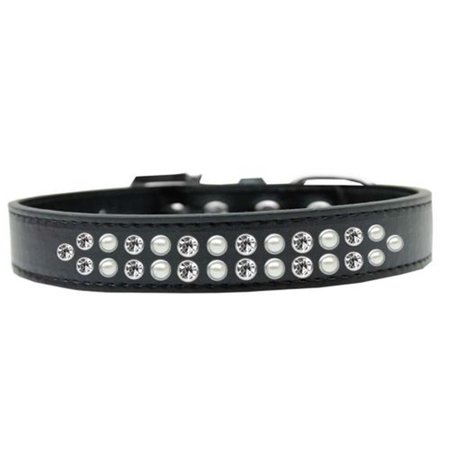 UNCONDITIONAL LOVE Two Row Pearl & Clear Crystal Dog Collar, Black - Size 16 UN2452869